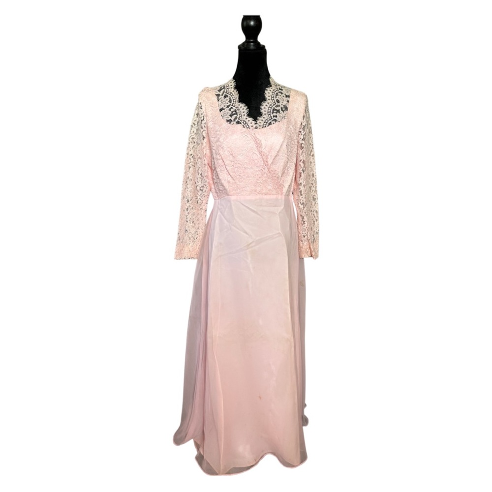 Vintage 1950s Lace Pink Dress Sheer Slip Union ILGWU - Picture 1 of 5